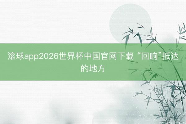 滚球app2026世界杯中国官网下载 “回响”抵达的地方
