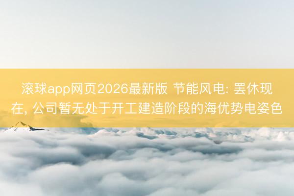 滚球app网页2026最新版 节能风电: 罢休现在, 公司暂无处于开工建造阶段的海优势电姿色