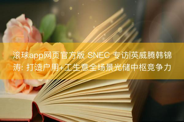 滚球app网页官方版 SNEC 专访|英威腾韩锦涛: 打造户用+工生意全场景光储中枢竞争力