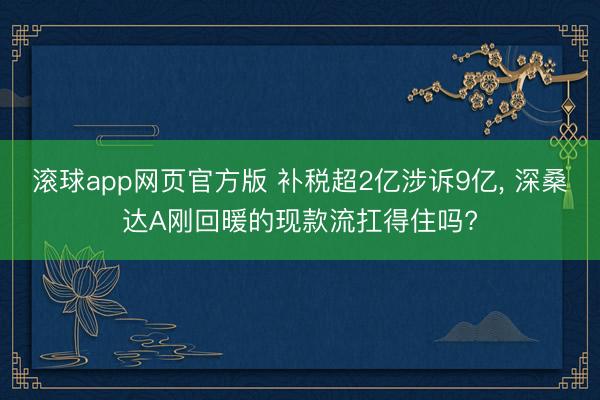 滚球app网页官方版 补税超2亿涉诉9亿, 深桑达A刚回暖的现款流扛得住吗?