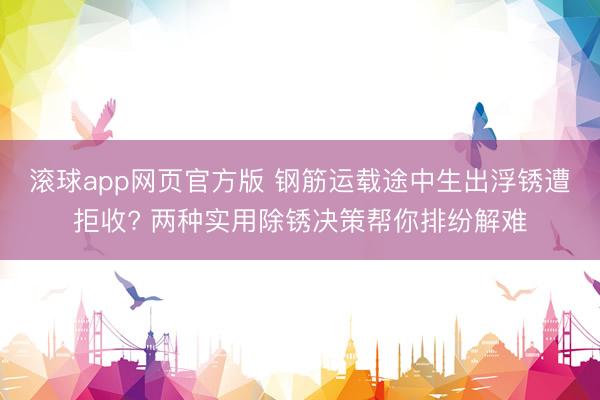滚球app网页官方版 钢筋运载途中生出浮锈遭拒收? 两种实用除锈决策帮你排纷解难