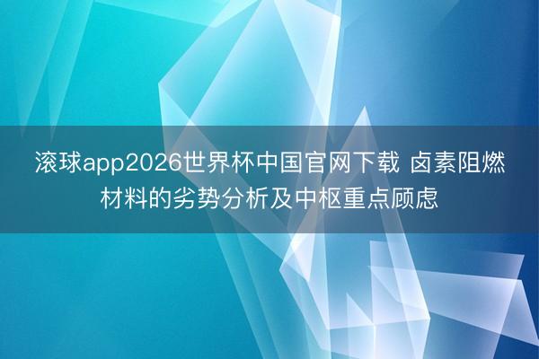 滚球app2026世界杯中国官网下载 卤素阻燃材料的劣势分析及中枢重点顾虑