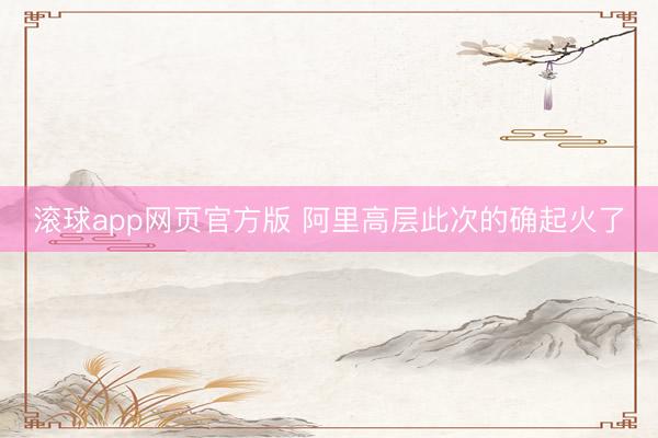 滚球app网页官方版 阿里高层此次的确起火了